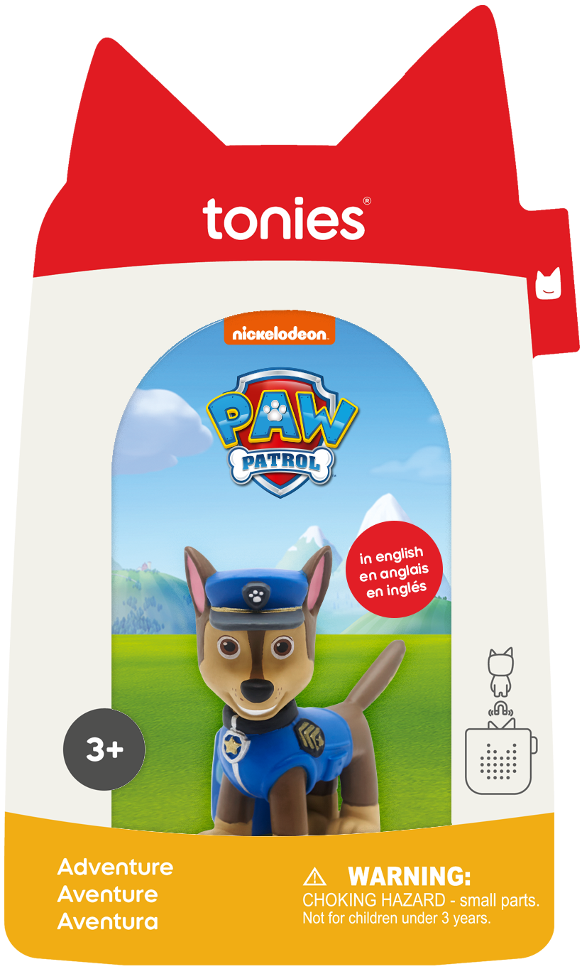  Updated Tonies® packaging — A sleeker red and off-white design with an oval display window, cleaner labeling, and a modern, minimal look.